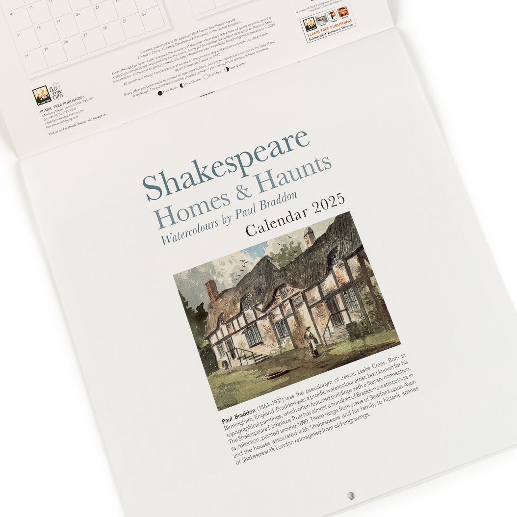 Shakespeare Homes and Haunts Wall Calendar 2025 Shakespeare Shop