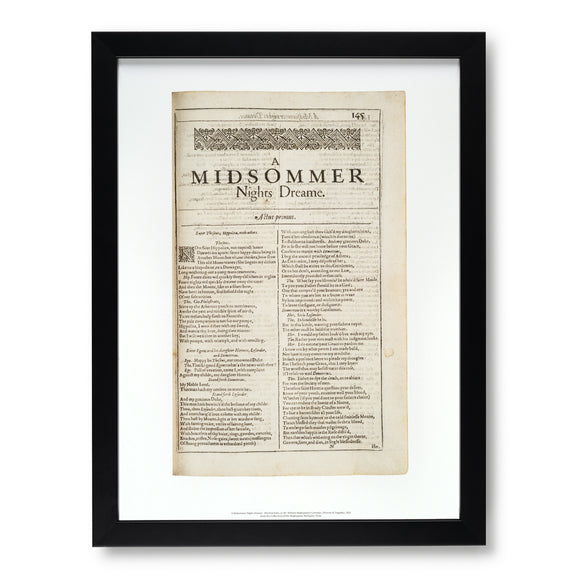 Framed First Folio Print 'A Midsummer Nights Dream'