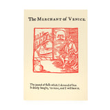 First Folio Letterpress Postcard Merchant of Venice – ‘The pound of flesh which I demand of him is dearly bought, ‘tis mine, and I will have it’