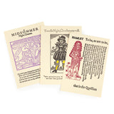 Louisa Hare Shakespeare First Folio Letterpress postcards Hamlet, A Midsummer Night's Dream, Twelfth Night