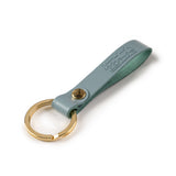 Blue leather keyring embossed with  Anne Hathaway's Cottage with gold ring, reverse side