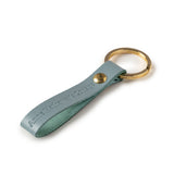 Blue leather keyring embossed with  Anne Hathaway's Cottage with gold ring