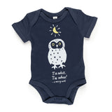 Baby Bodysuit Owl Design Navy Blue