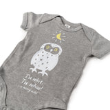 Baby Bodysuit Owl Design Soft Grey