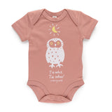 Baby Bodysuit Owl Design Rose Pink