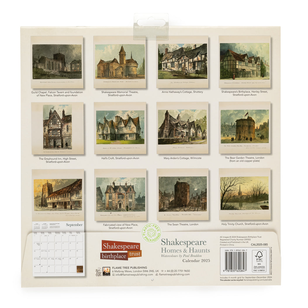 Shakespeare Homes and Haunts Wall Calendar 2025 Shakespeare Shop