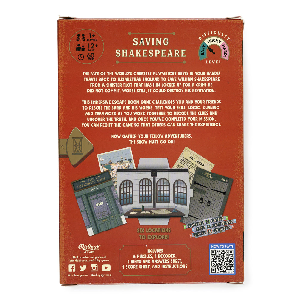 Ridley's Timescape: Shakespeare Escape Room Spiel – Für 1+ Spieler Ab 12 Jahren, 90 Minuten Spieldauer