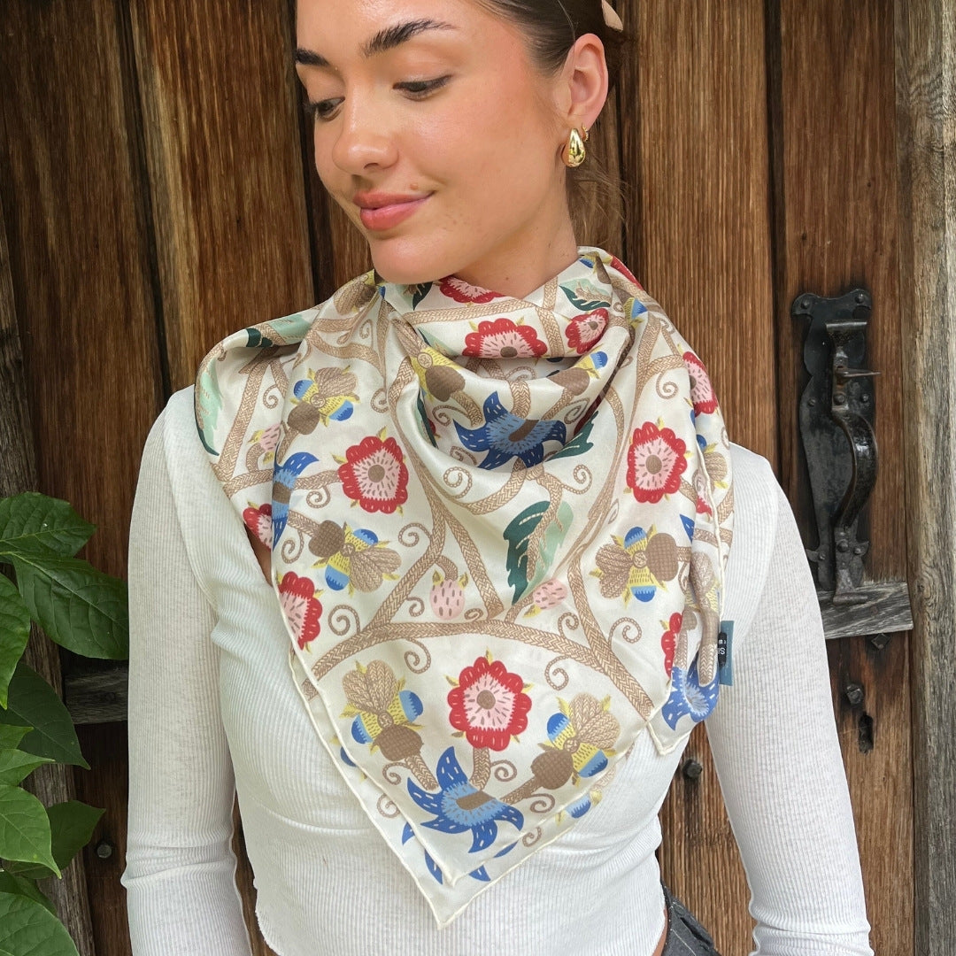 Tudor Embroidery Silk Scarf Shakespeare Shop