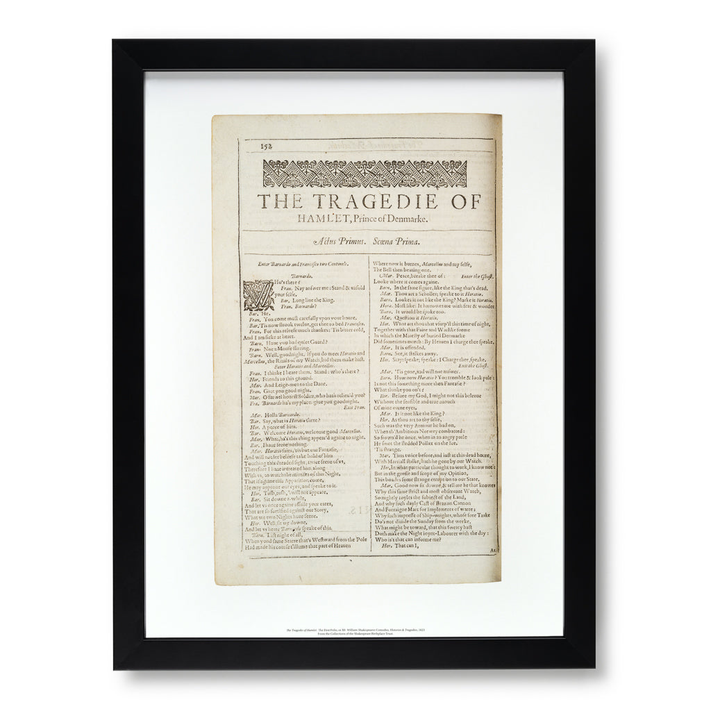 Hamlet Script Print Framed First Folio Print 'Hamlet' – Shakespeare Shop