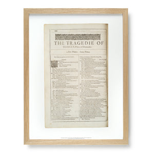 Framed First Folio Print 'Hamlet'