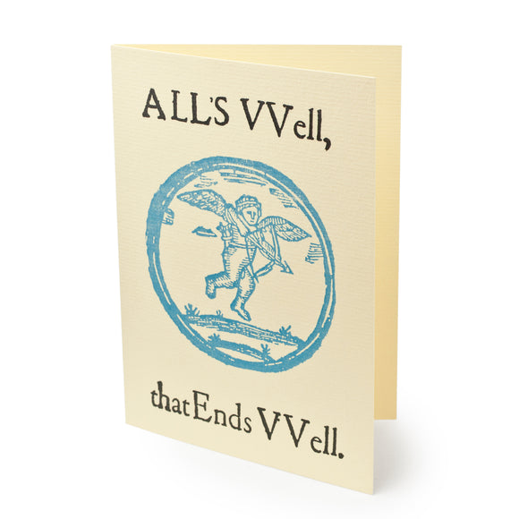 Shakespeare's All's Well That Ends Well Cupid First Folio Greetings Card Notecard 