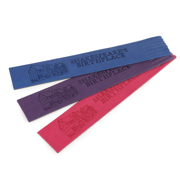 Shakespeare's Birthplace Leather Embossed Bookmark Stratford upon Avon Blue, Purple and Pink leather available 