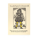 Shakespeare First Folio Letterpress postcard Twelfth Night – ‘Some are born great, some achieve greatness, and some have greatness thrust upon them’